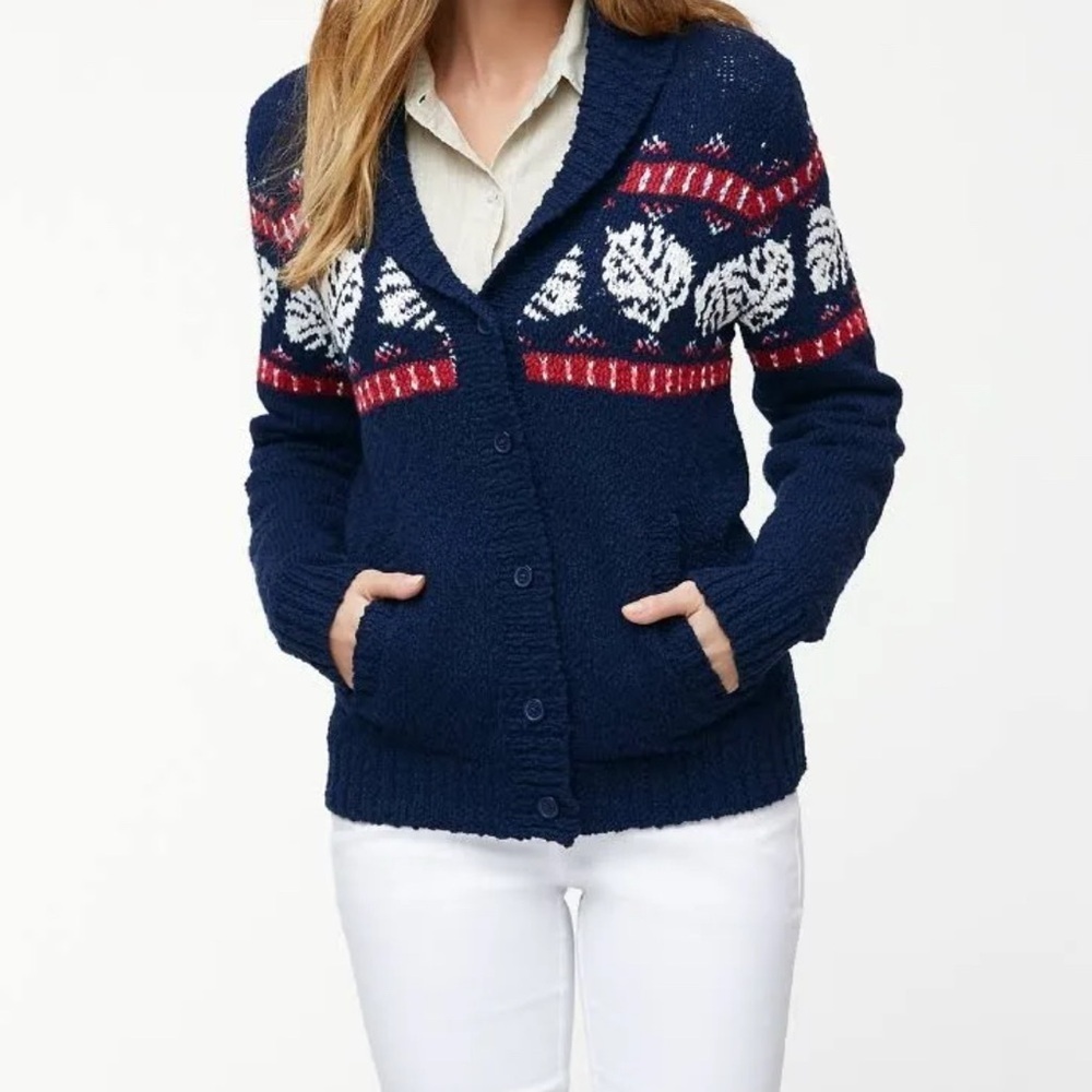 Tommy Bahama Navy and Red Knit Cardigan